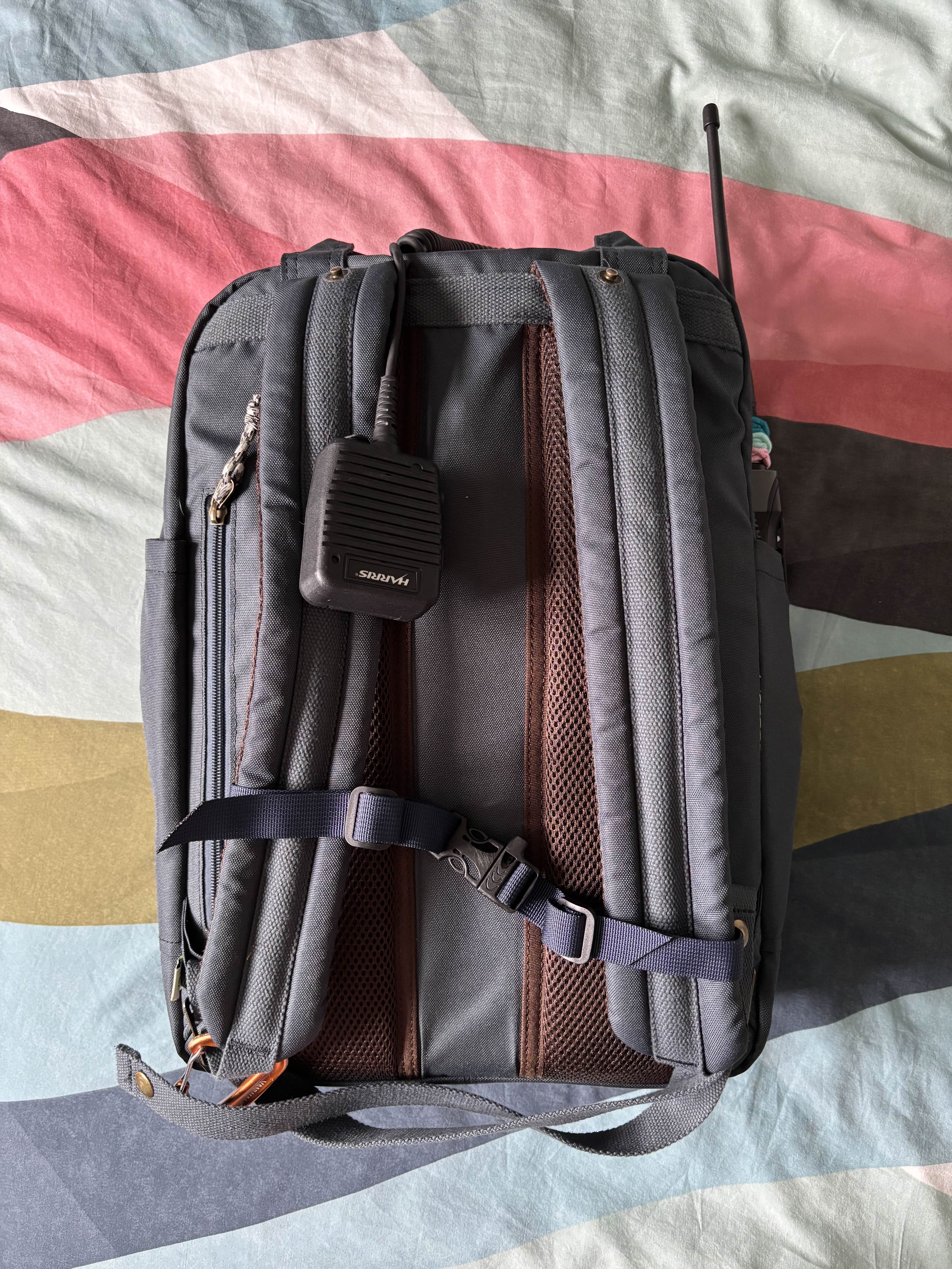 Photo of the back of the Donut Macaroon Backpack.