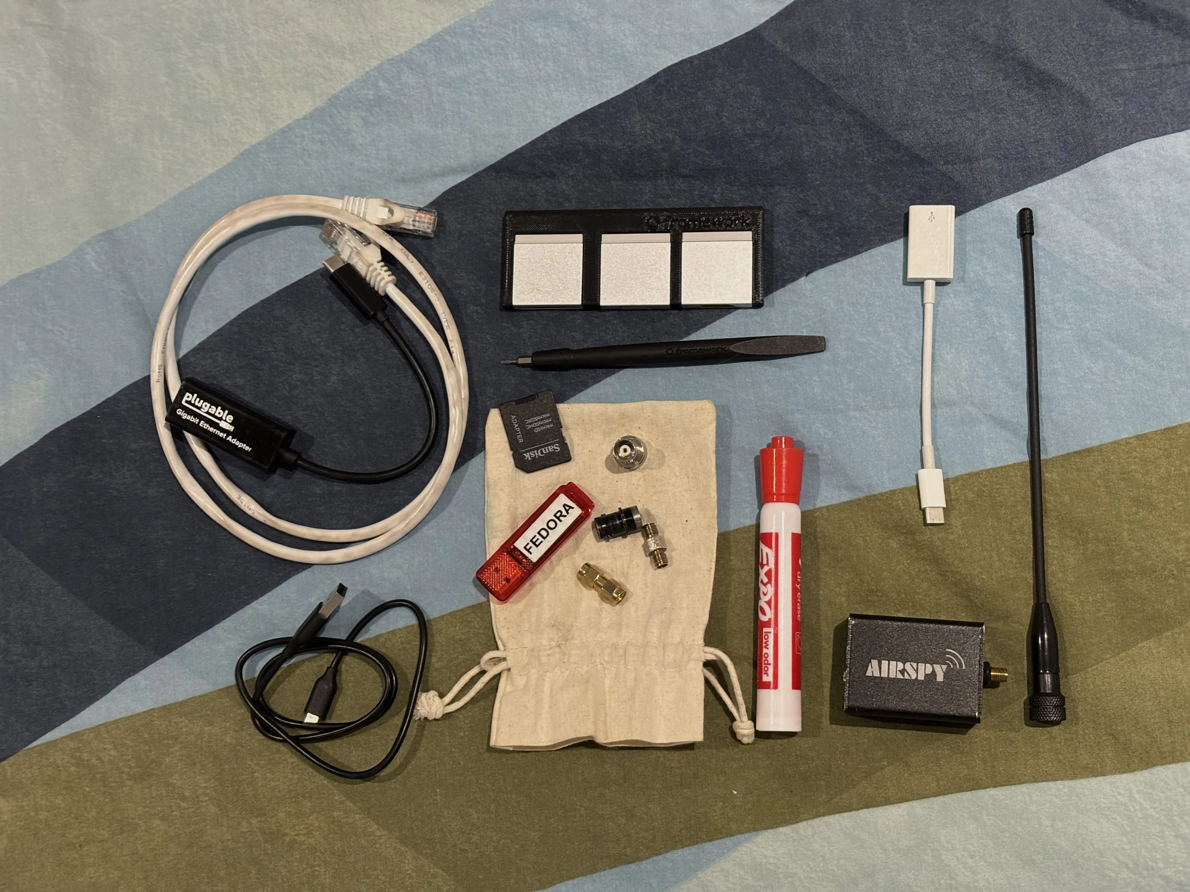 Photo of pouch contents layed out neatly.