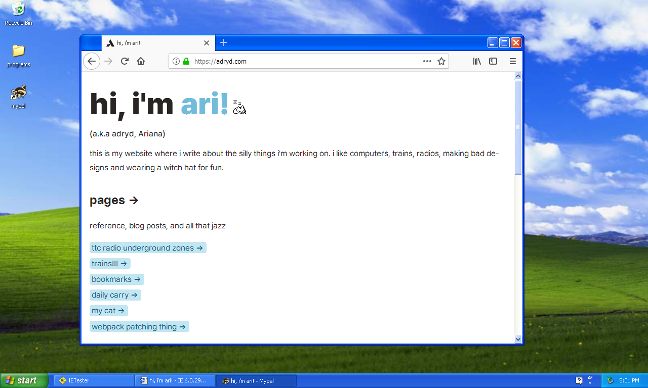 Screenshot of my website on MyPal, The font in this screenshot look blury and has some weird artifacts at the top of round letters