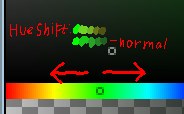 Screenshot of a color picker showing the difference between hue shift+darkness versus just darkness shading